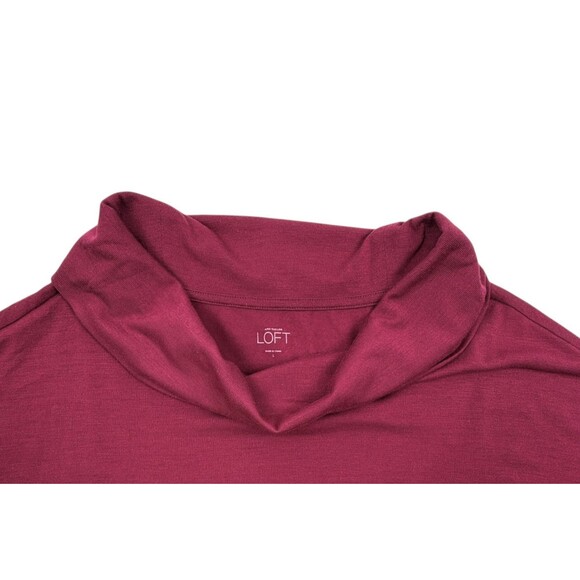 LOFT Cowl Neck Dolman Top Berry Wine Everyday Soft Slouchy Knit Relaxed L - Picture 2 of 12